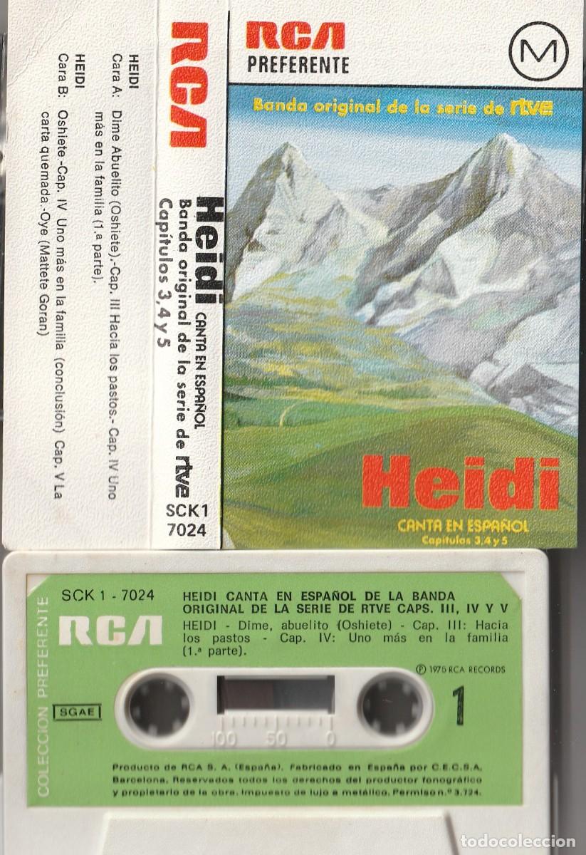 Casetes antiguos: B.S.O. HEIDI &middot; EPISODIOS 3, 4 Y 5 (CASSETTE RCA 1975 ESPA&Ntilde;A) SERIE RTVE