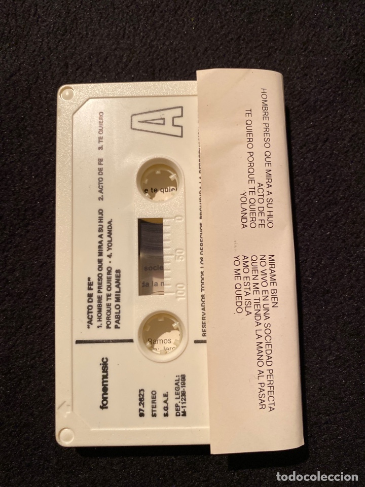 Casetes antiguos: CASSETTE PABLO MILAN&Eacute;S, ACTO DE FE - Foto 2