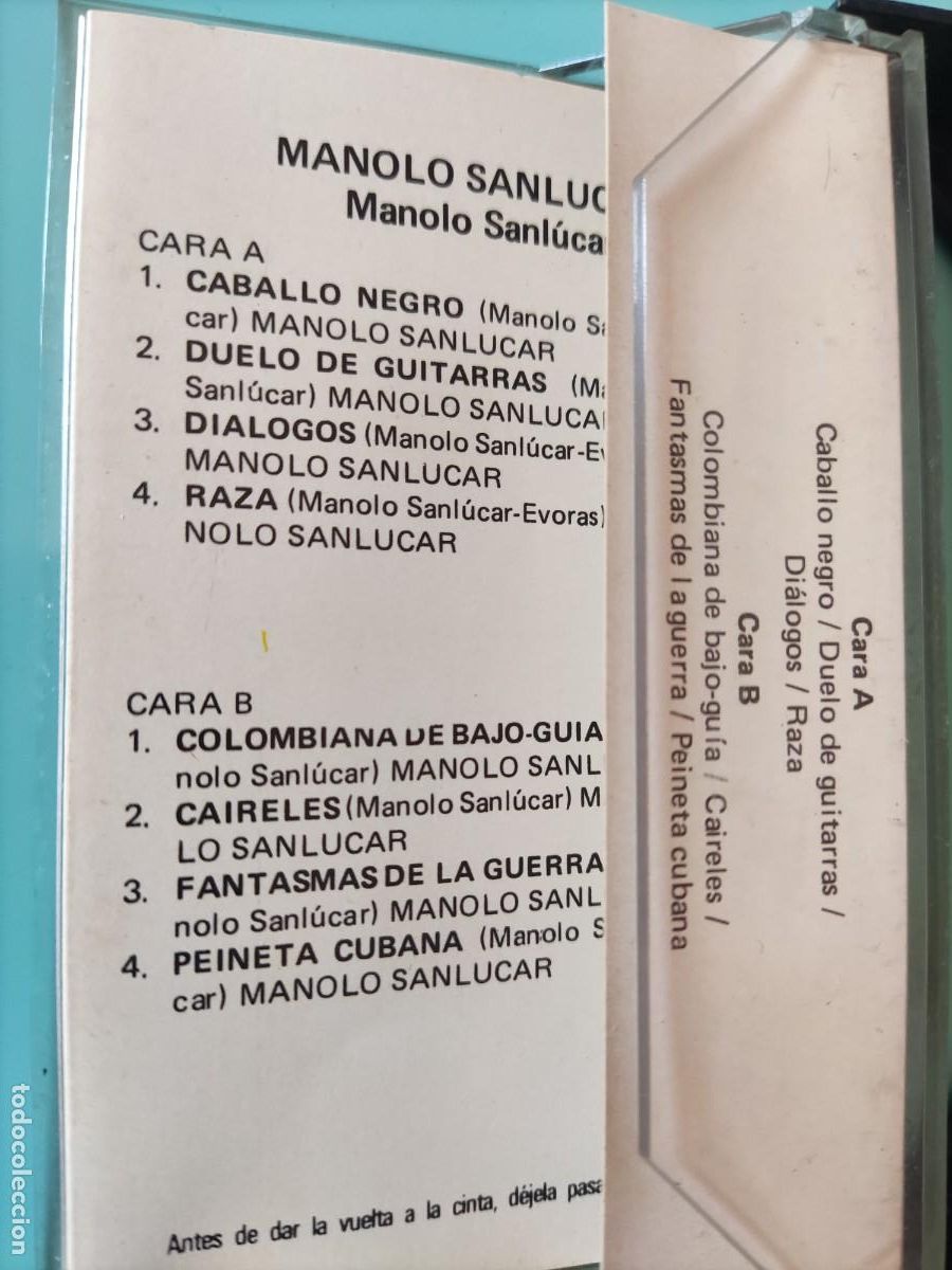 Casetes antiguos: Casete MANOLO SANLUCAR. Grandes &Eacute;xitos - Foto 2
