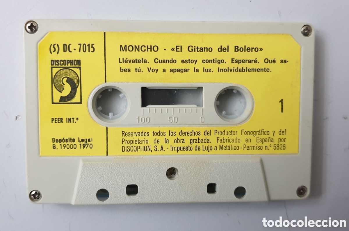 Casetes antiguos: CASSETTE MONCHO EL GITANO DEL BOLERO (Espa&ntilde;a - Discophon - 1970) - Foto 4