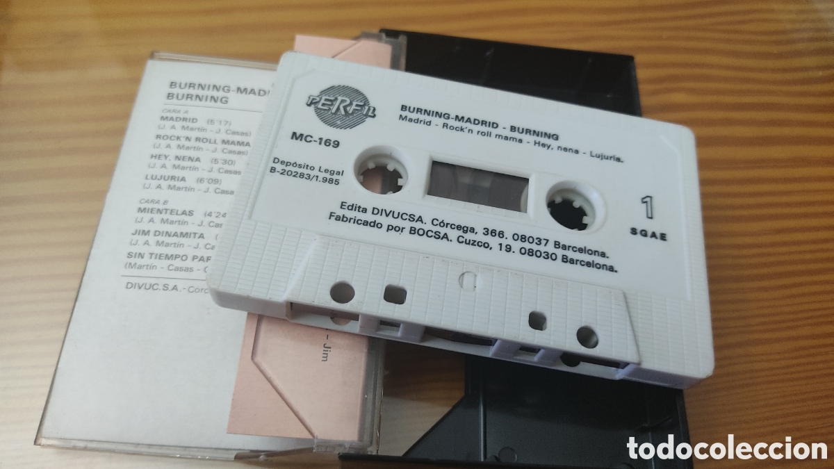Casetes antiguos: Cinta de cassette de Burning ,&rdquo; Madrid &rdquo; ,edici&oacute;n de 1985 - Foto 3