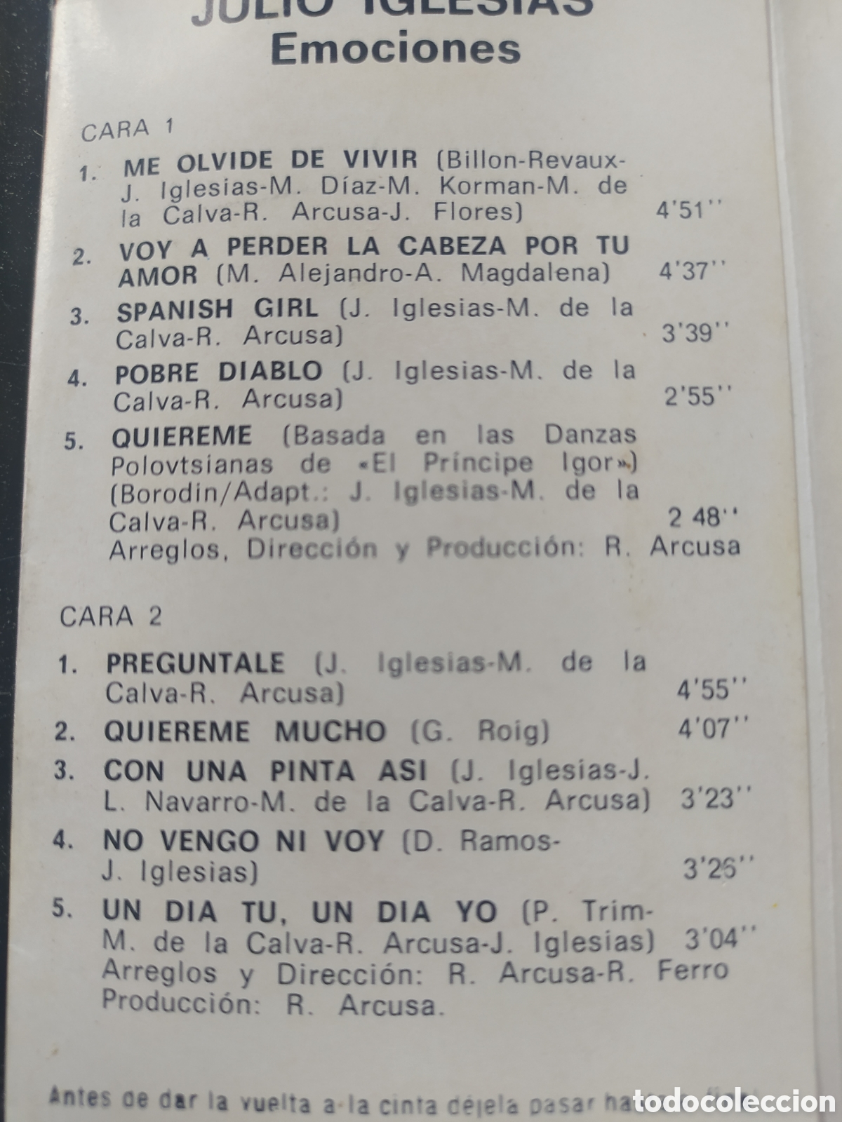 Casetes antiguos: 2x Cassettes Julio Iglesias - Foto 3