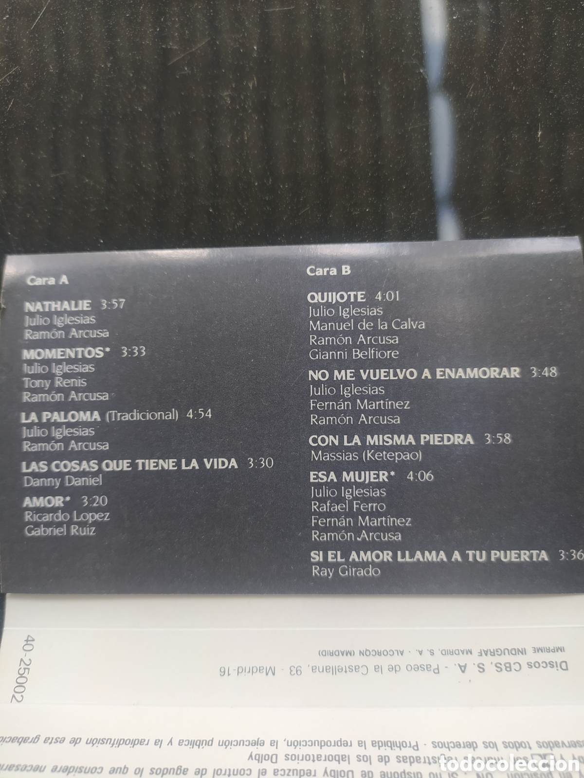 Casetes antiguos: 2x Cassettes Julio Iglesias - Foto 5