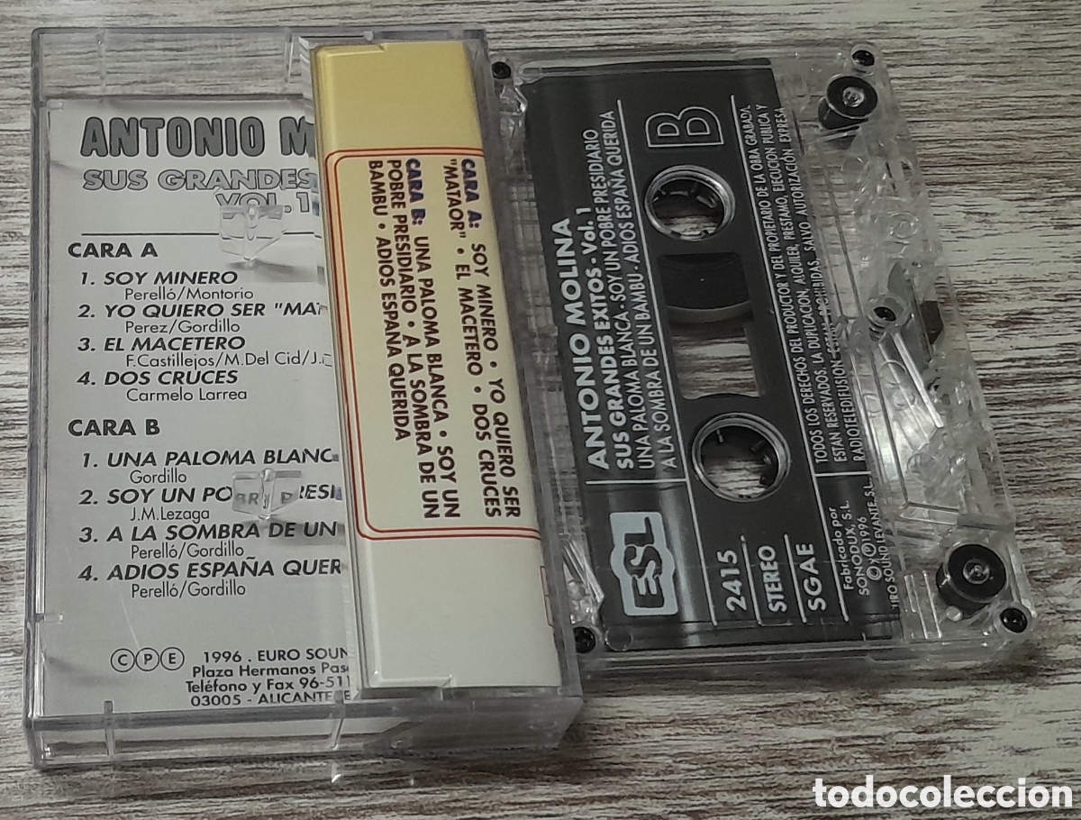 Casetes antiguos: ANTONIO MOLINA - SUS GRANDES EXITOS 1 - Foto 2