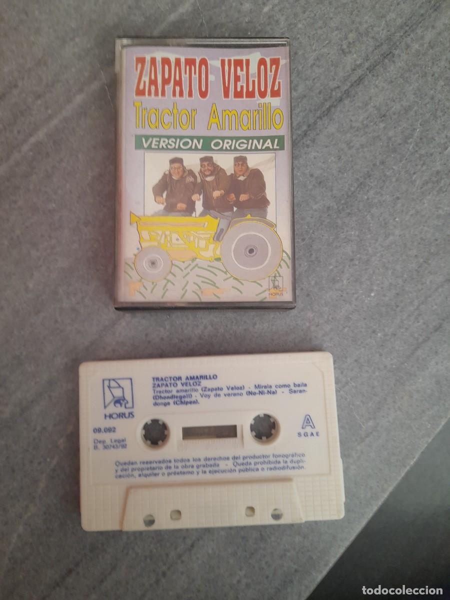 Casetes antiguos: Cinta de m&uacute;sica cassette Casete Zapato veloz Tractor amarillo