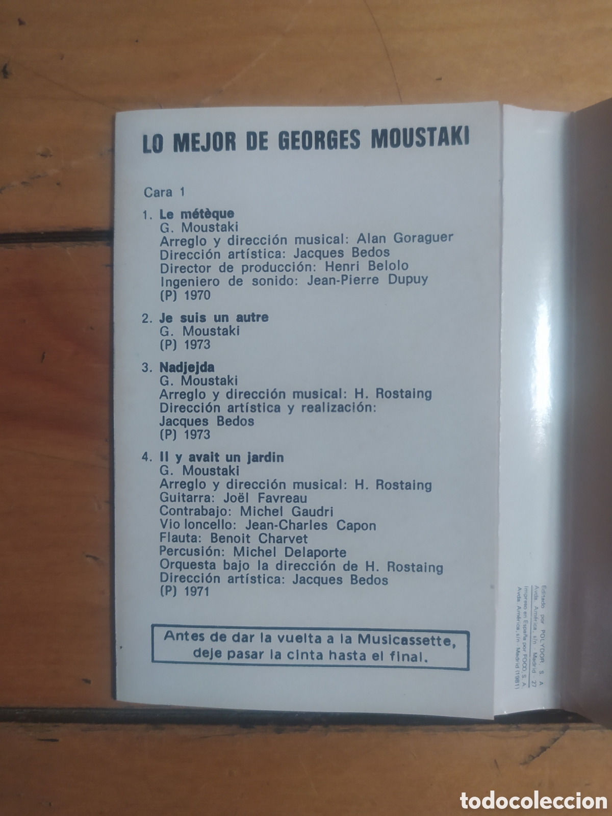 Casetes antiguos: Cassette Moustaki - Foto 2