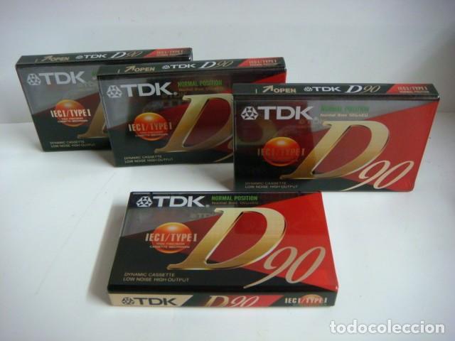 Casetes antiguos: CINTAS ANTIGUAS DE CASSETE LOTE DE 4 CINTAS VIRGEN Y PRENCITADAS MARCA TDK D-90-CAJ-B- N&ordm;-143