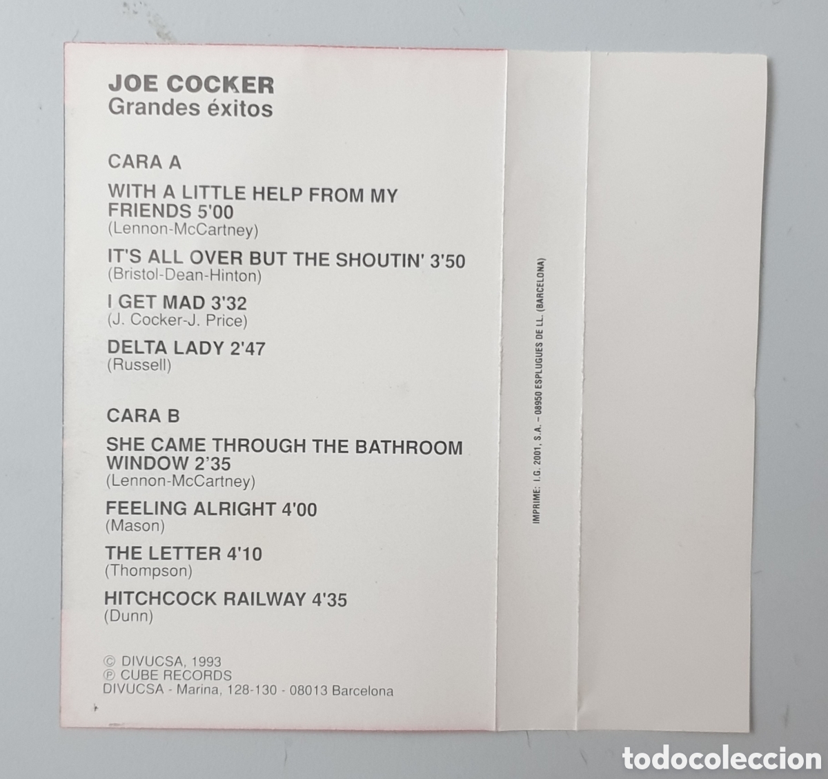 Casetes antiguos: CASSETTE JOE COCKER - Grandes &Eacute;xitos (Espa&ntilde;a - Perfil - 1993) - Foto 7