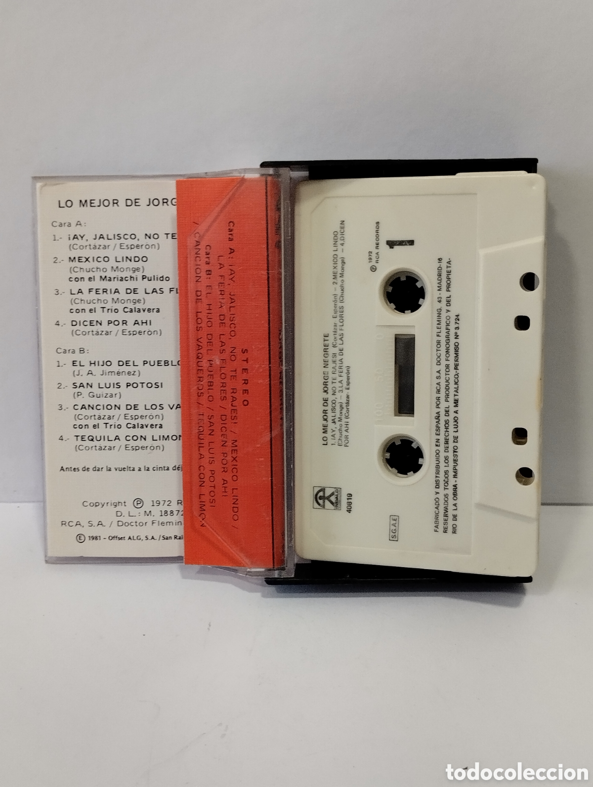 Casetes antiguos: CASSETTE LO MEJOR DE JORGE NEGRETE - Foto 2