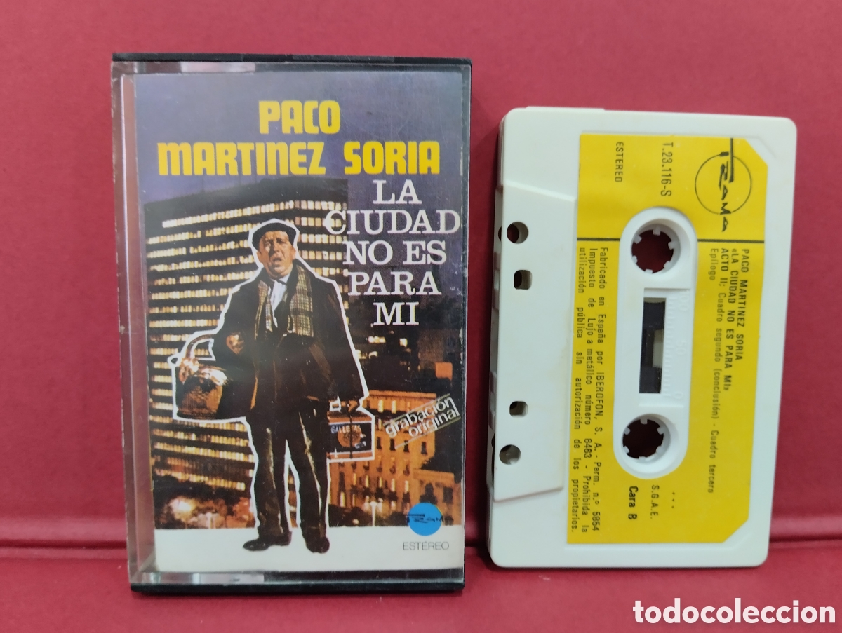 Cassettes Anciennes: CINTA CASSETTE PACO MARTINEZ SORIA LA CIUDAD NO ES PARA MI
