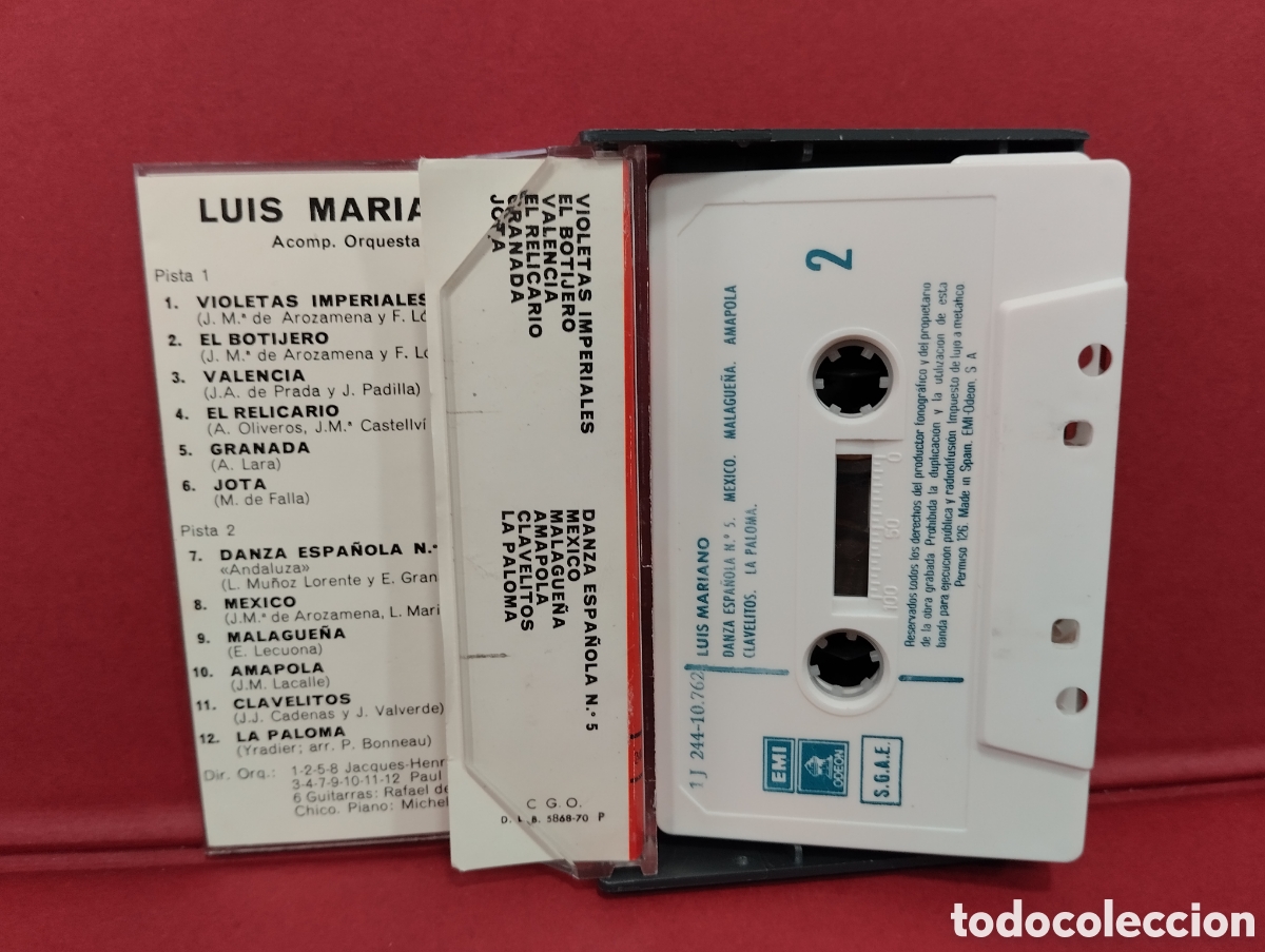 Casetes antiguos: CINTA CASSETTE LUIS MARIANO EMI ODEON 1970 - Foto 2