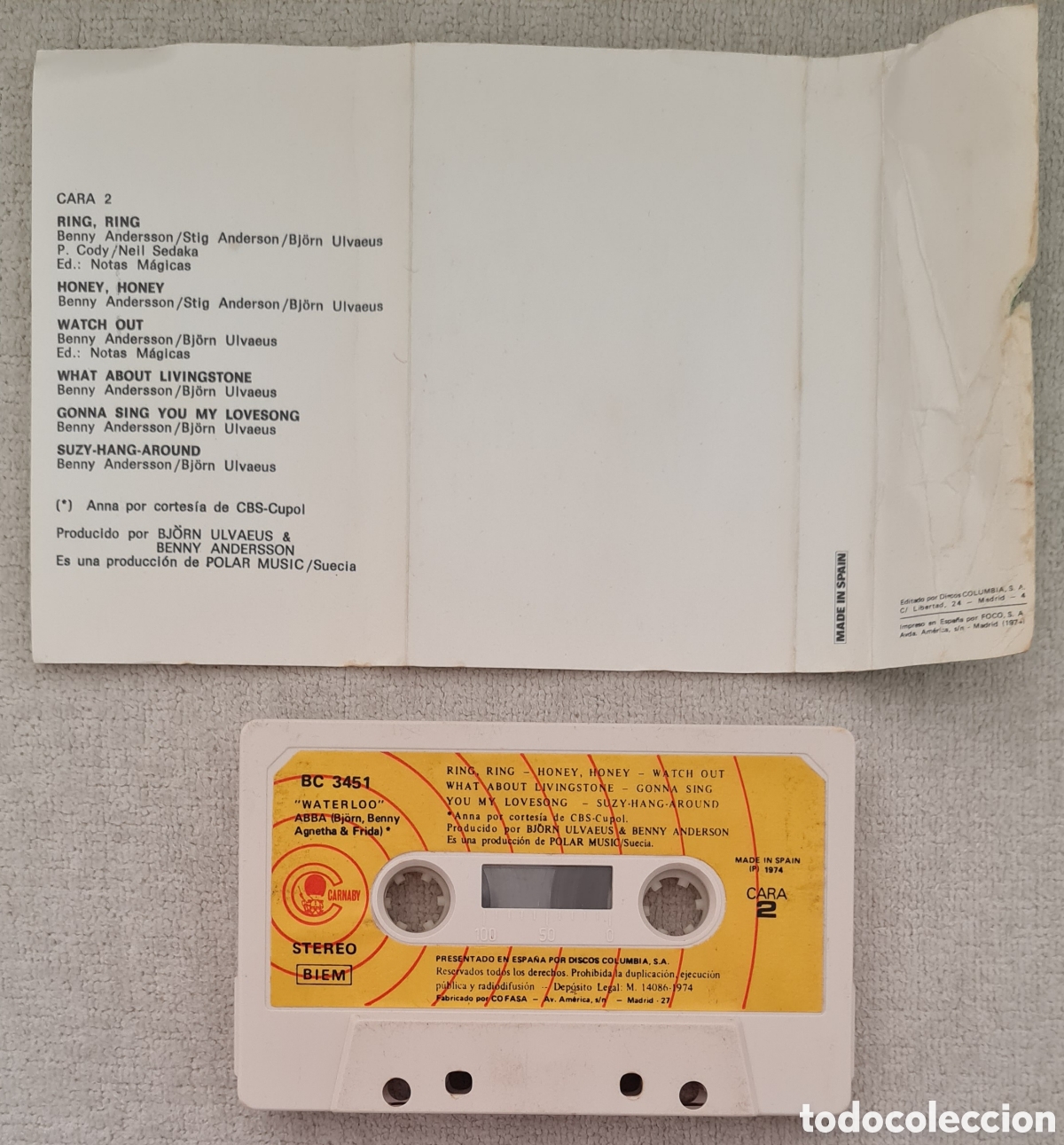 Casetes antiguos: CASETE - ABBA - WATERLOO - 1974 - Foto 3