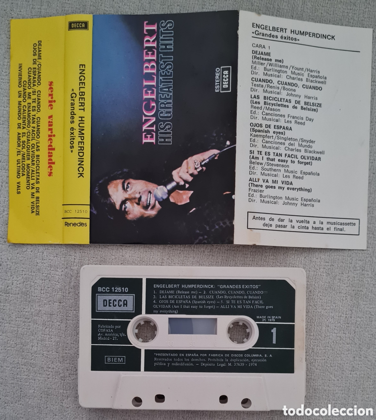 Casetes antiguos: CASETE - ENGELBERT - HIS GREATEST HITS - 1974 - Foto 2
