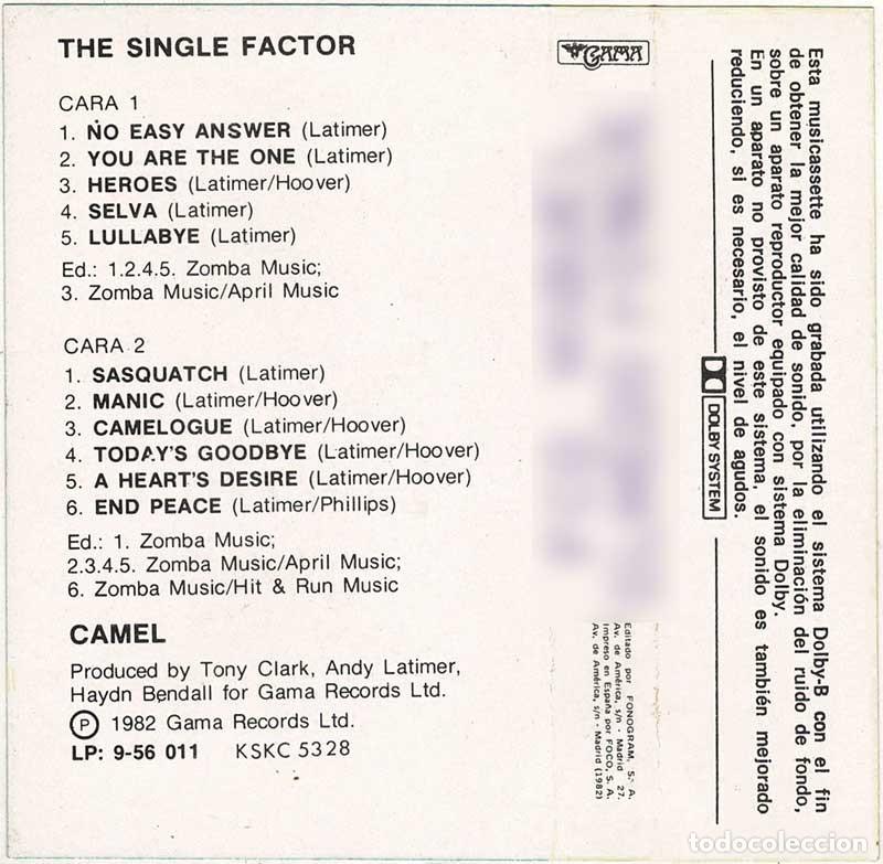 Casetes antiguos: Camel - The Single Factor. Casete - Foto 4