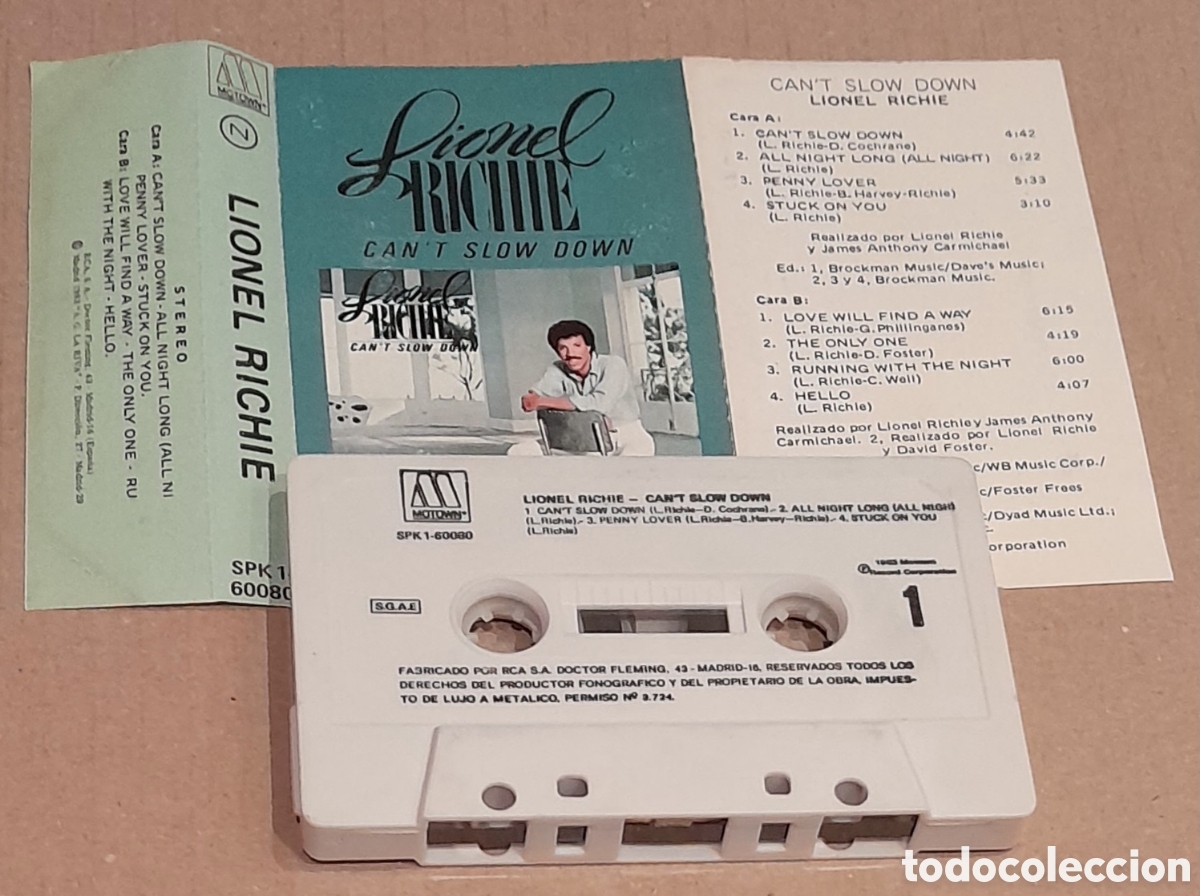 Casetes antiguos: LIONEL RICHIE - CANT SLOW DOWN - Foto 1