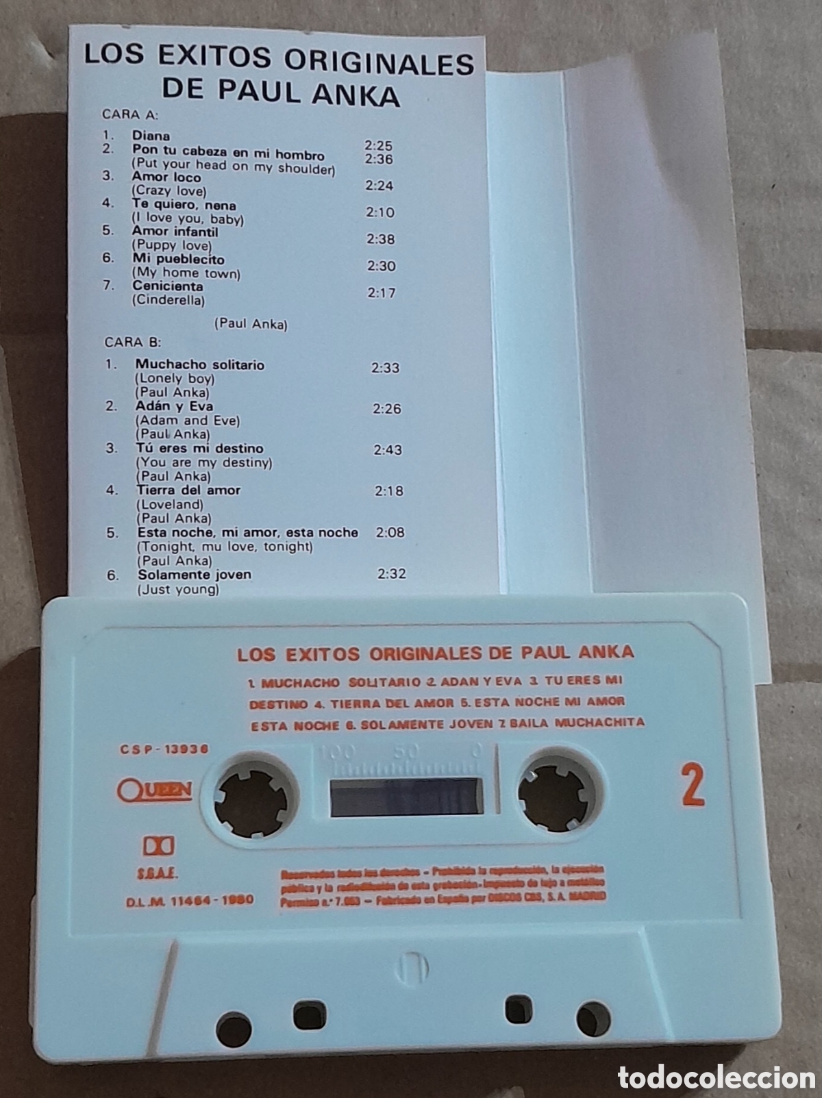 Casetes antiguos: LOS EXITOS ORIGINALES DE PAUL ANKA - Foto 2