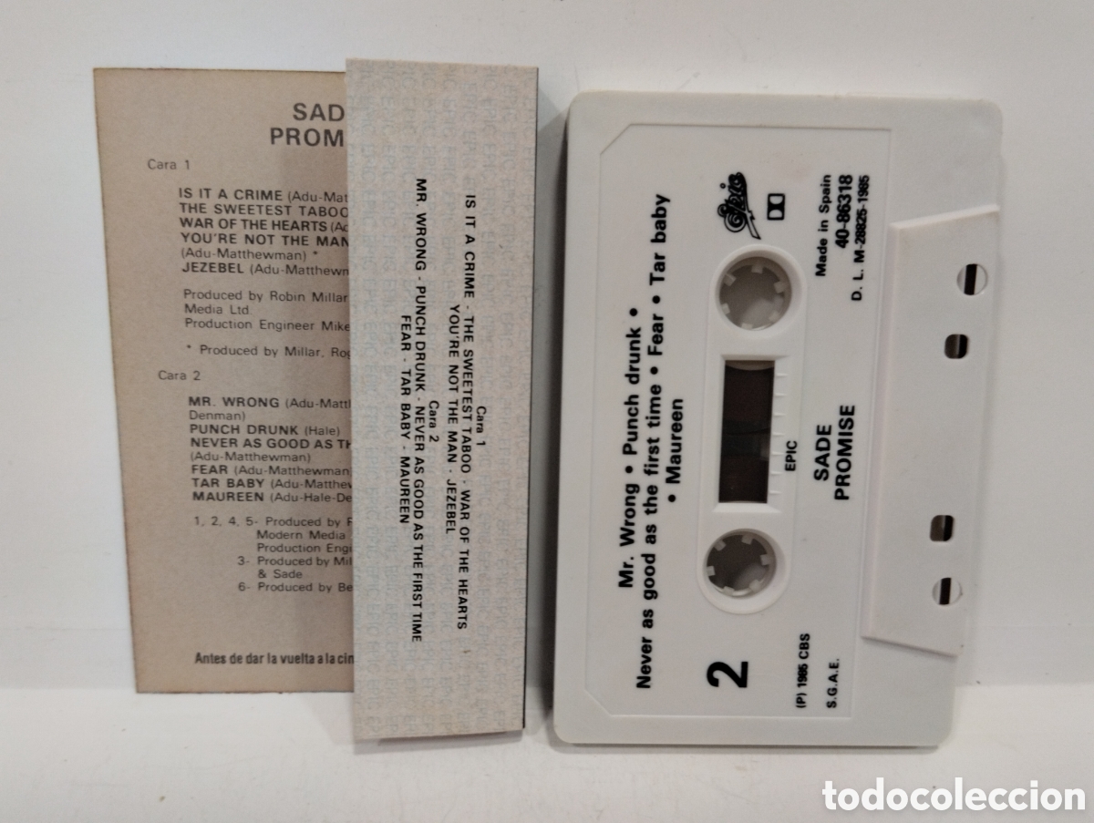 Casetes antiguos: CINTA CASSETTE ORIGINAL SADE PROMISE CBS 1985 - Foto 2