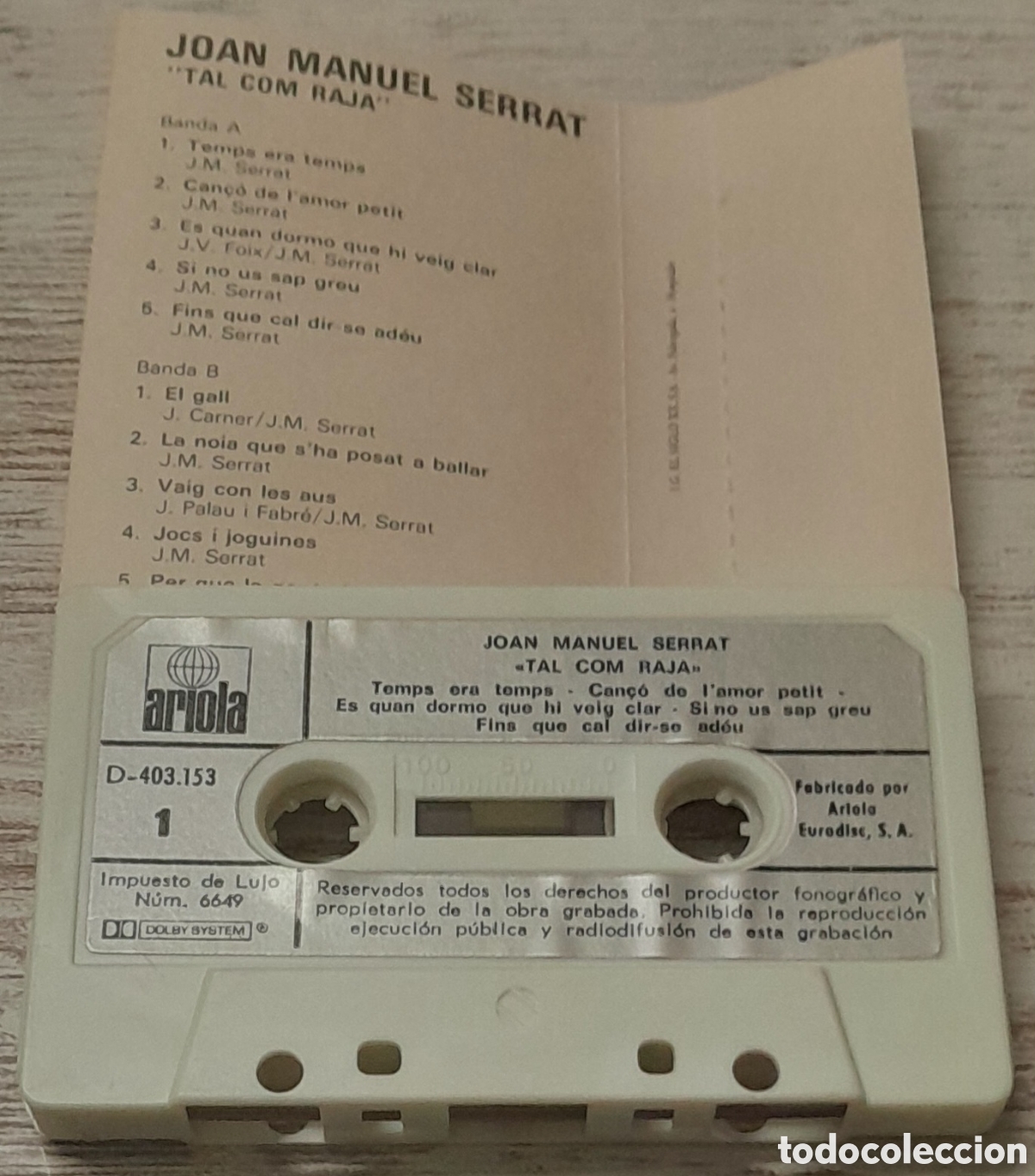 Casetes antiguos: JOAN MANUEL SERRAT - TAL COM RAJA - Foto 2
