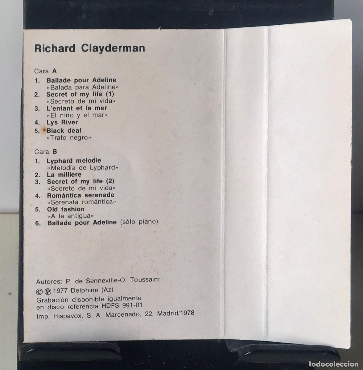 Casetes antiguos: Richard Clayderman - Balada para Adeline - Cassette - Foto 4