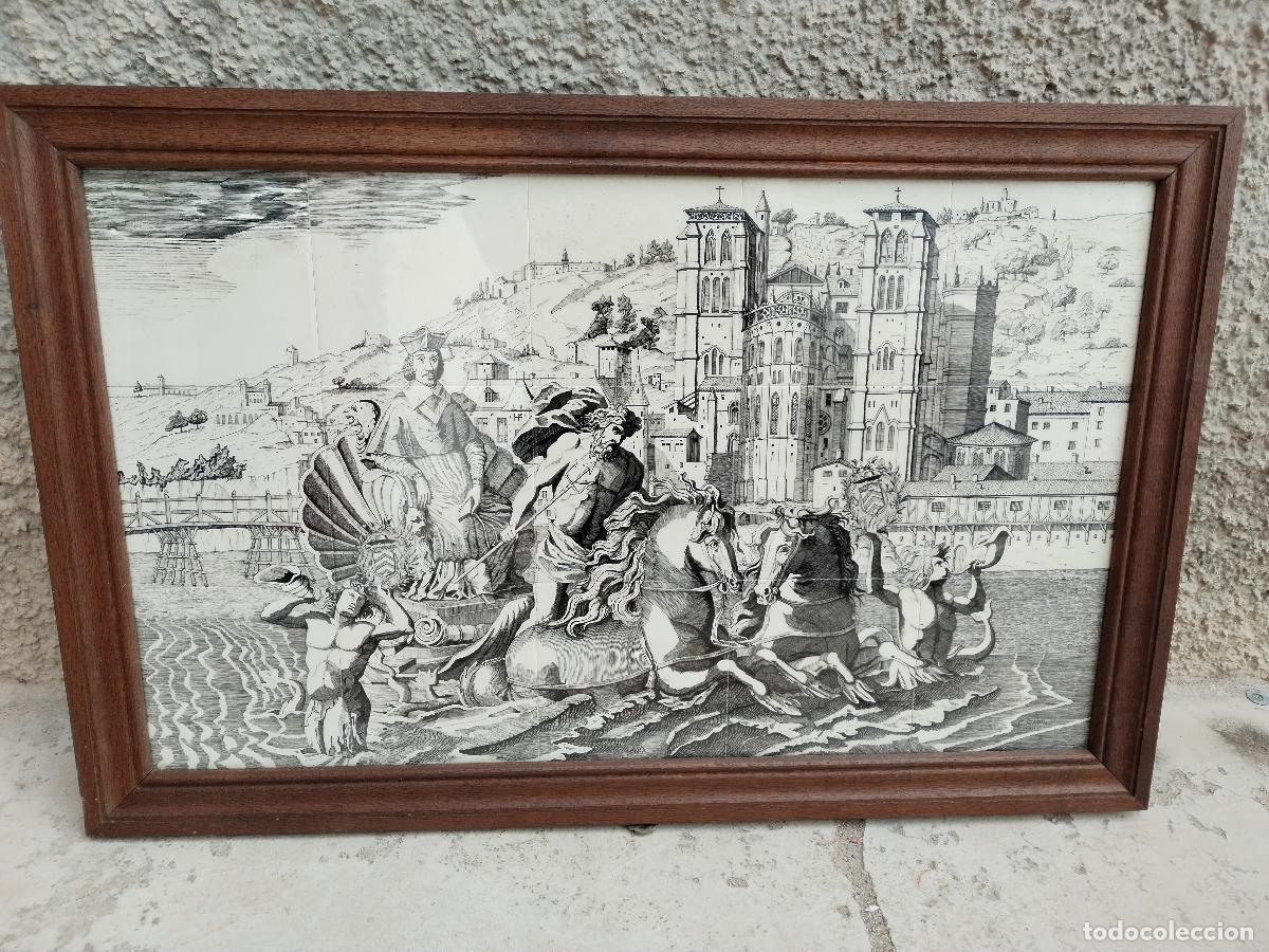 Cassette antiche: neptuno - cuadro de azulejos firmado c.sapin 1944