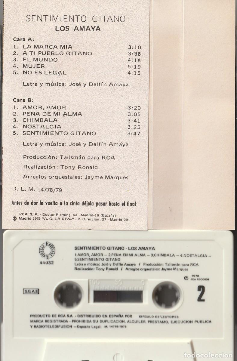 Casetes antiguos: LOS AMAYA - SENTIMIENTO GITANO (CASSETTE RCA 1979) - Foto 2