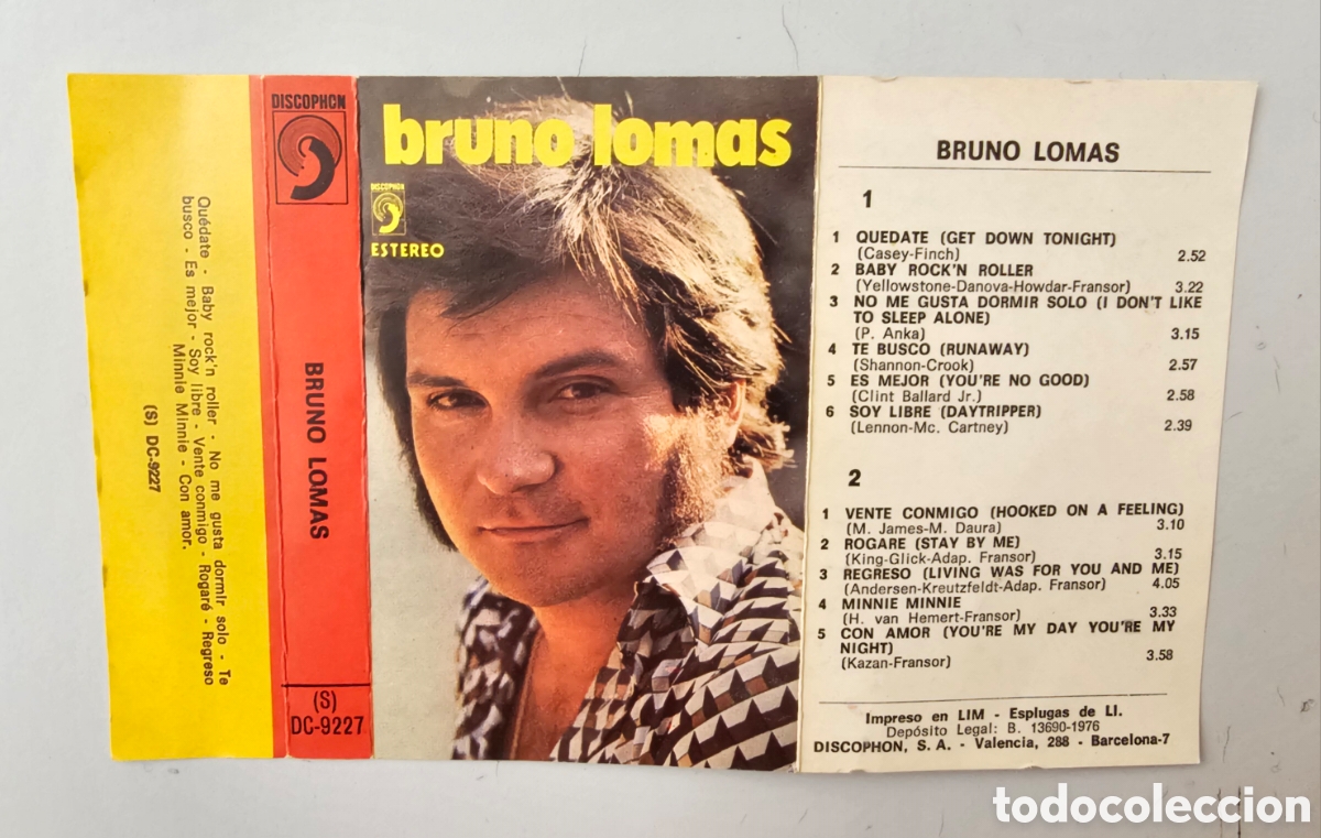 Casetes antiguos: CASSETTE BRUNO LOMAS (Espa&ntilde;a - Discophon - 1976) - Foto 6