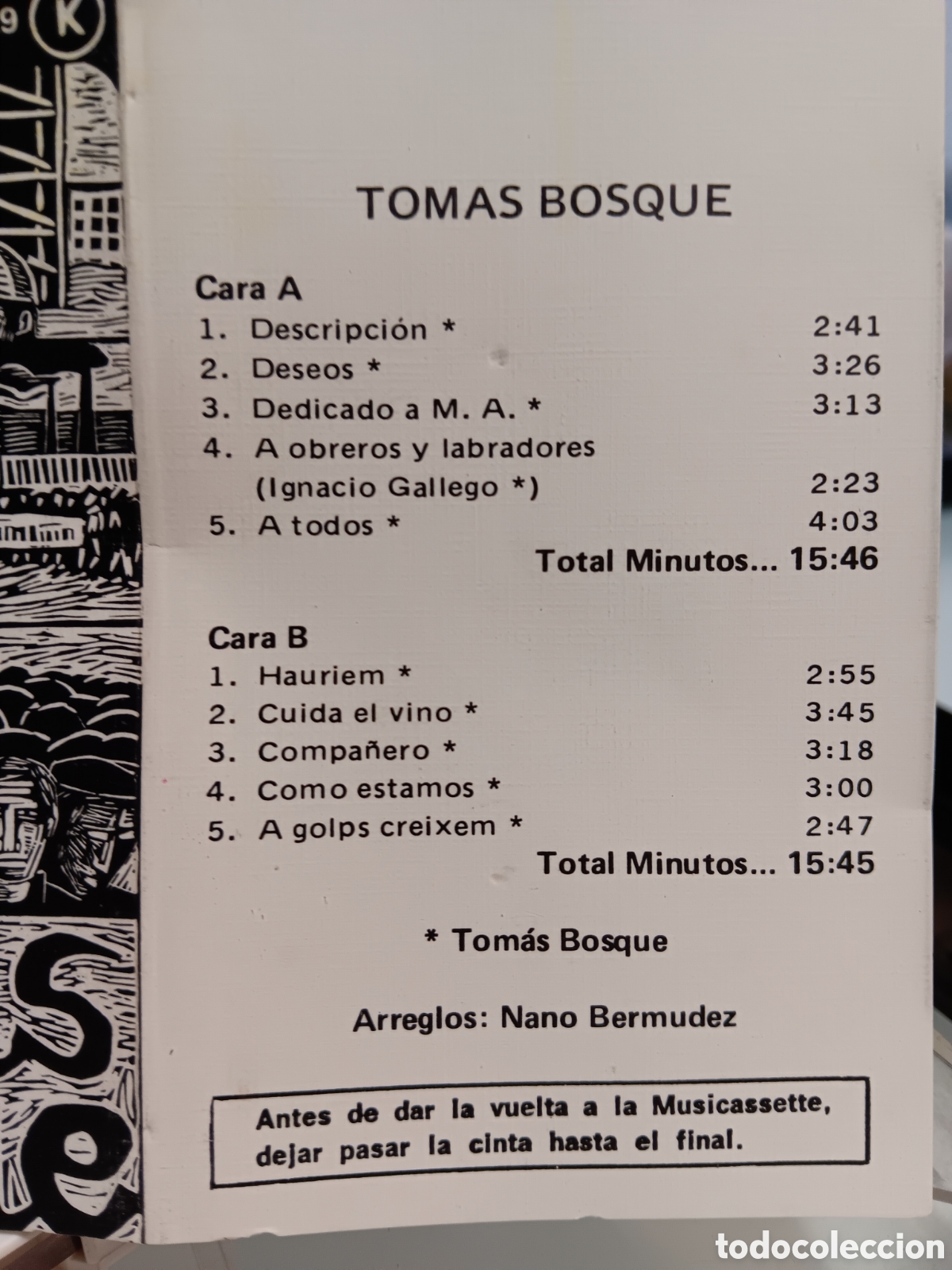 Casetes antiguos: Casete de Tomas Bosque. - Foto 2