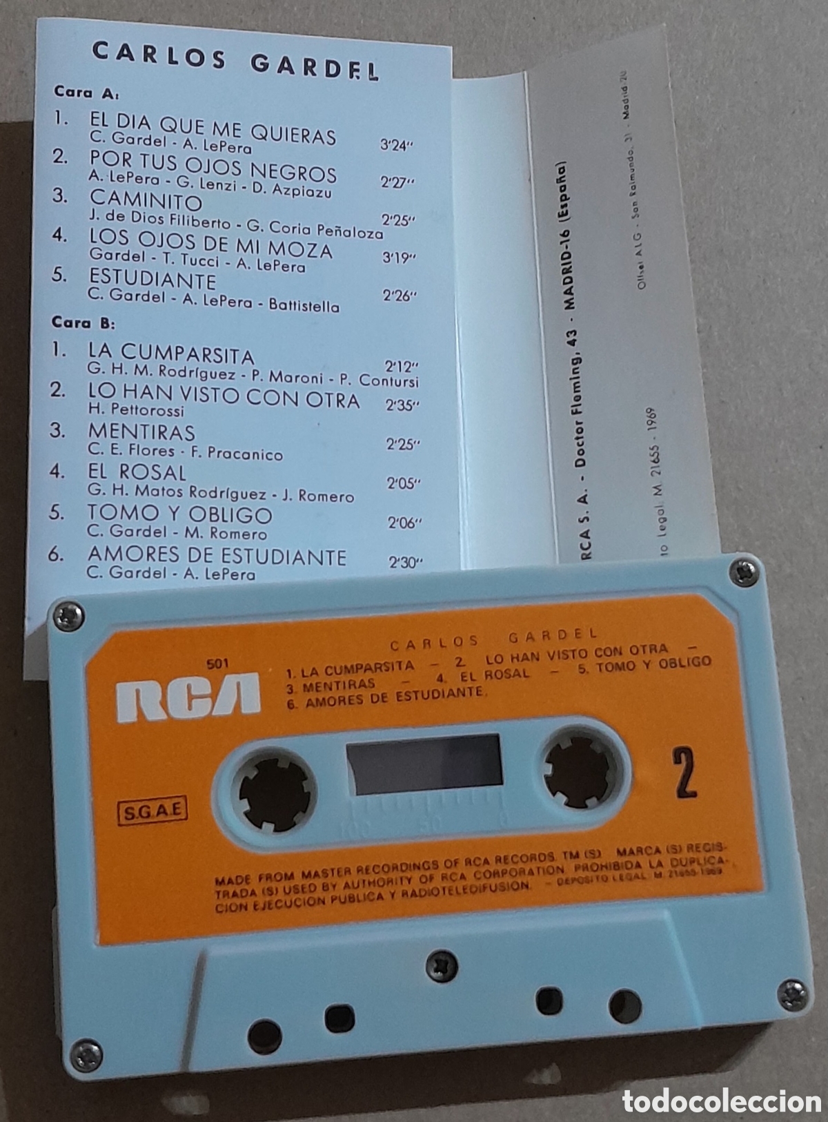 Casetes antiguos: CARLOS GARDEL - 1969 - RCA - Foto 2