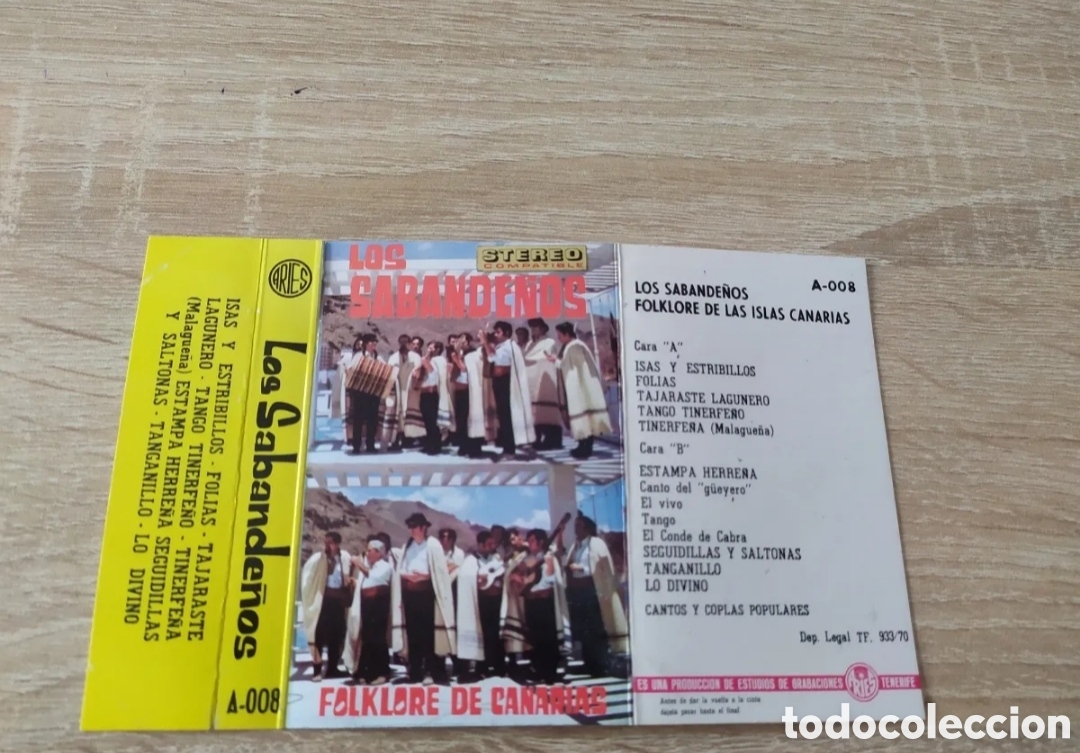 Casetes antiguos: CASETE LOS SABANDE&Ntilde;OS. FOLKLORE DE CANARIAS. - Foto 3