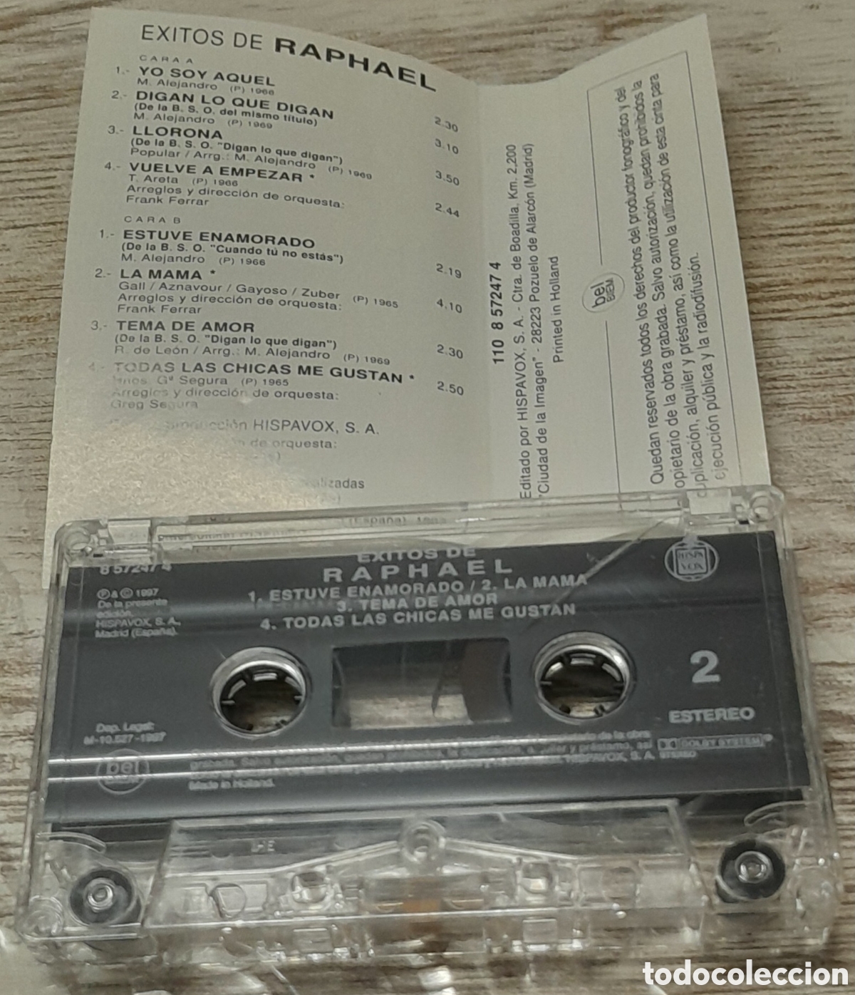 Casetes antiguos: &Eacute;XITOS DE RAPHAEL / MC - HISPAVOX-1997 - Foto 2