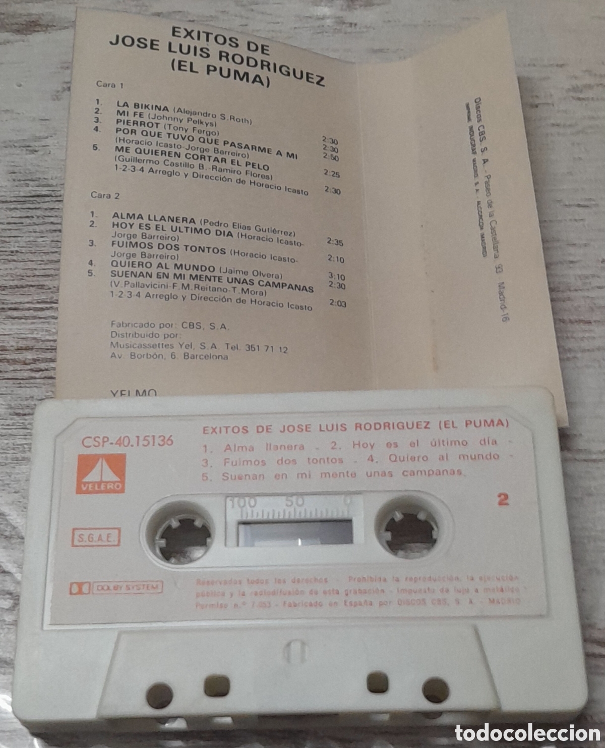 Casetes antiguos: JOSE LUIS RODRIGUEZ (EL PUMA) - EXITOS DE - Foto 2