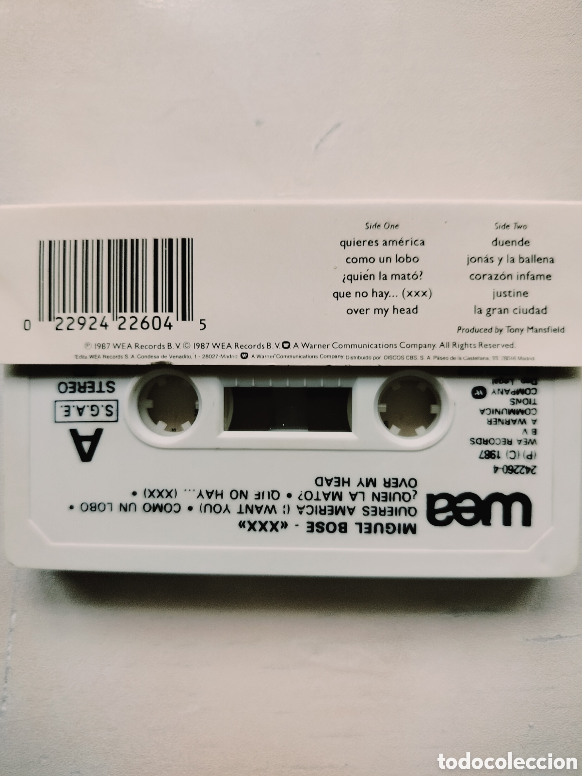 Casetes antiguos: Cassette Miguel Bos&eacute; - Foto 2