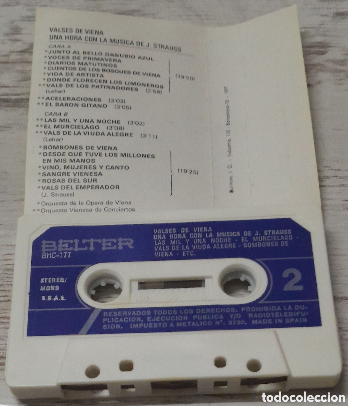 Casetes antiguos: VALSES DE VIENA - BELTER 1977 - Foto 2