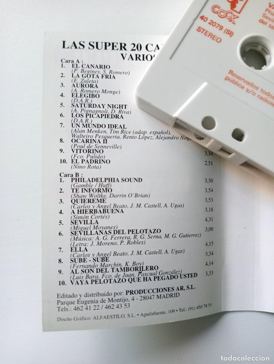 Casetes antiguos: CASSETTE LAS SUPER 20 CANCIONES - Foto 2