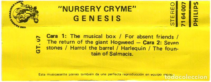 Casetes antiguos: Genesis - Nursery Cryme - Cassette Spain 1976 - - Foto 3