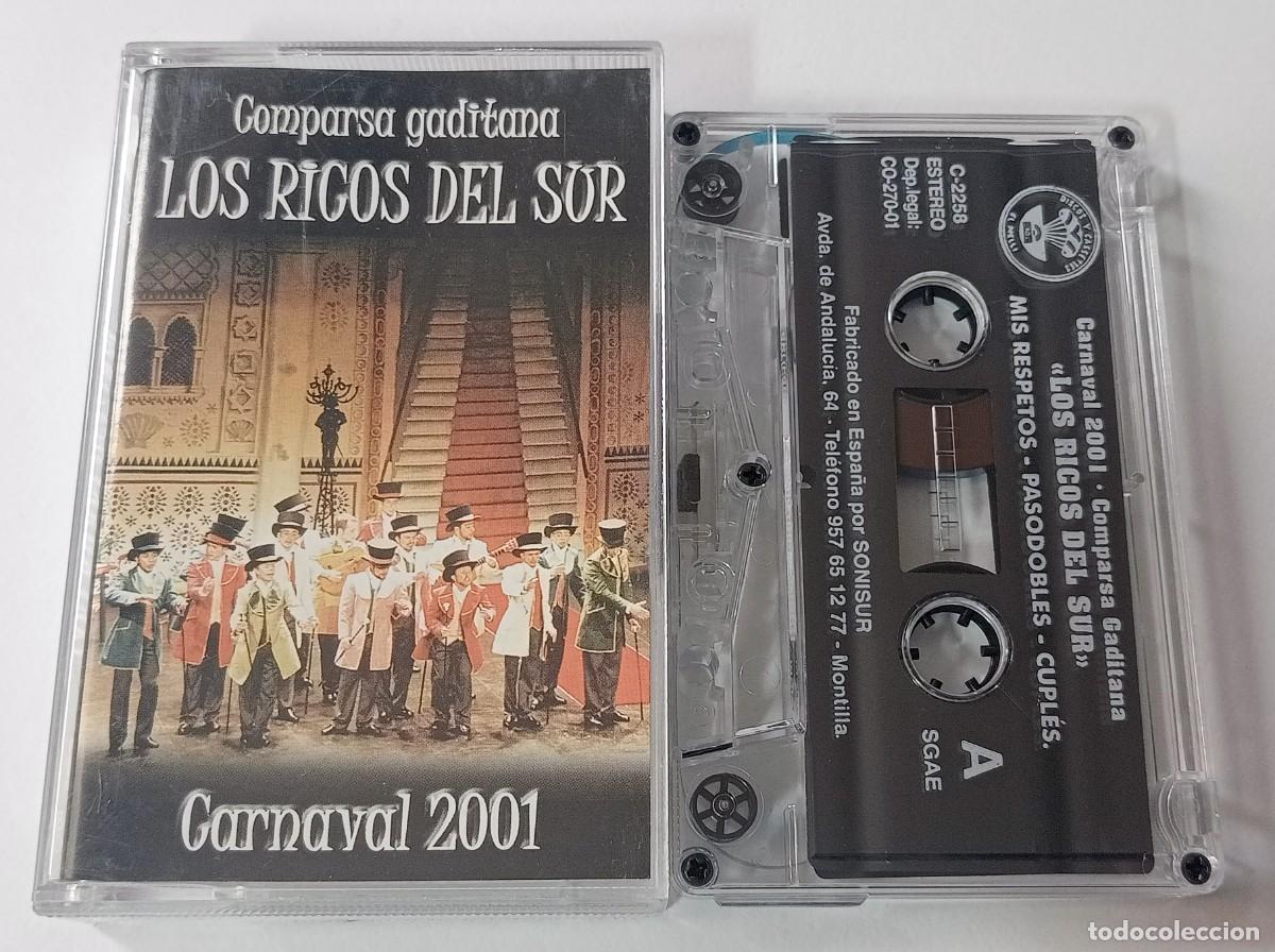 Casetes antiguos: CASSETTE CARNAVAL DE CADIZ 2001 - COMPARSA LOS RICOS DEL SUR - Foto 1