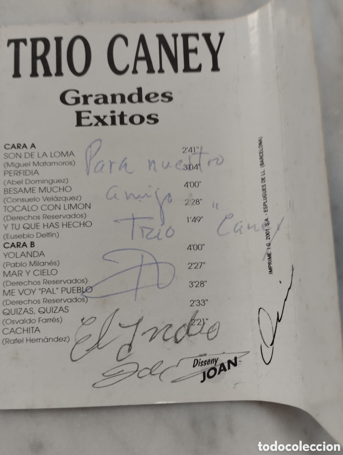 Casetes antiguos: Trio caney Grandes Exitos ( Firmado). - Foto 3