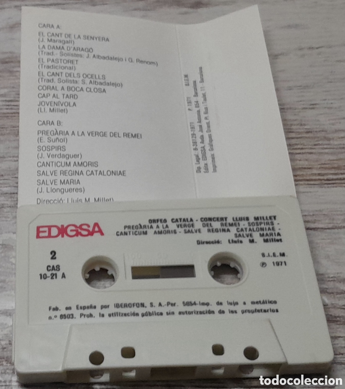 Casetes antiguos: ORFE&Oacute; CATAL&Agrave; - CONCERT LLUIS MILLET - Foto 2