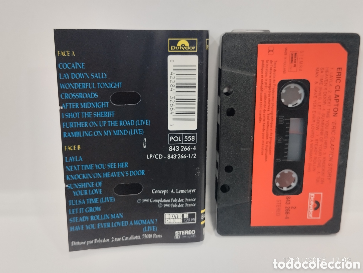 Casetes antiguos: CINTA CASSETTE ERIC CLAPTON STORY ORIGINAL POLYDOR - Foto 2