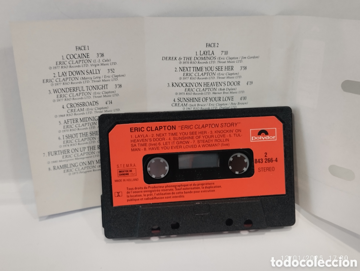 Casetes antiguos: CINTA CASSETTE ERIC CLAPTON STORY ORIGINAL POLYDOR - Foto 4