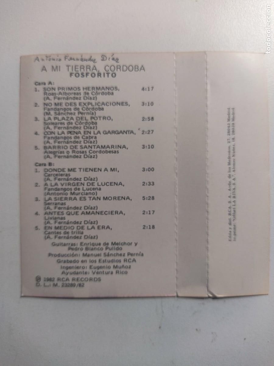 Casetes antiguos: Fosforito. A m&iacute; tierra, C&oacute;rdoba. - Foto 2