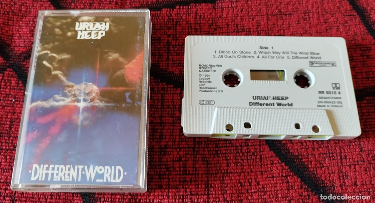 Casetes antiguos: URIAH HEEP ** Different World ** CASSETTE ORIGINAL 1991 HOLANDA - Foto 2