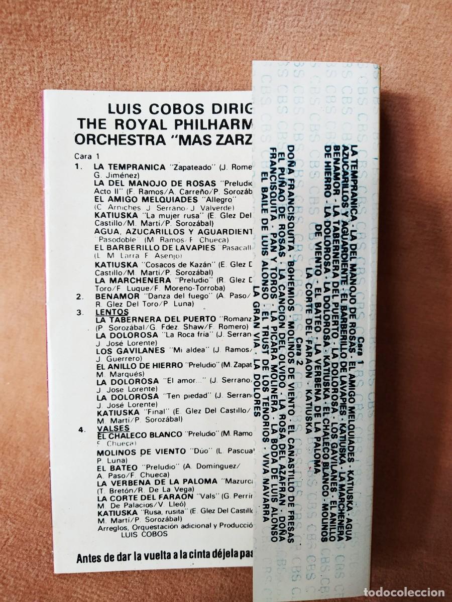 Casetes antiguos: LUIS COBOS - MAS ZARZUELA - CBS 1985 - Foto 4
