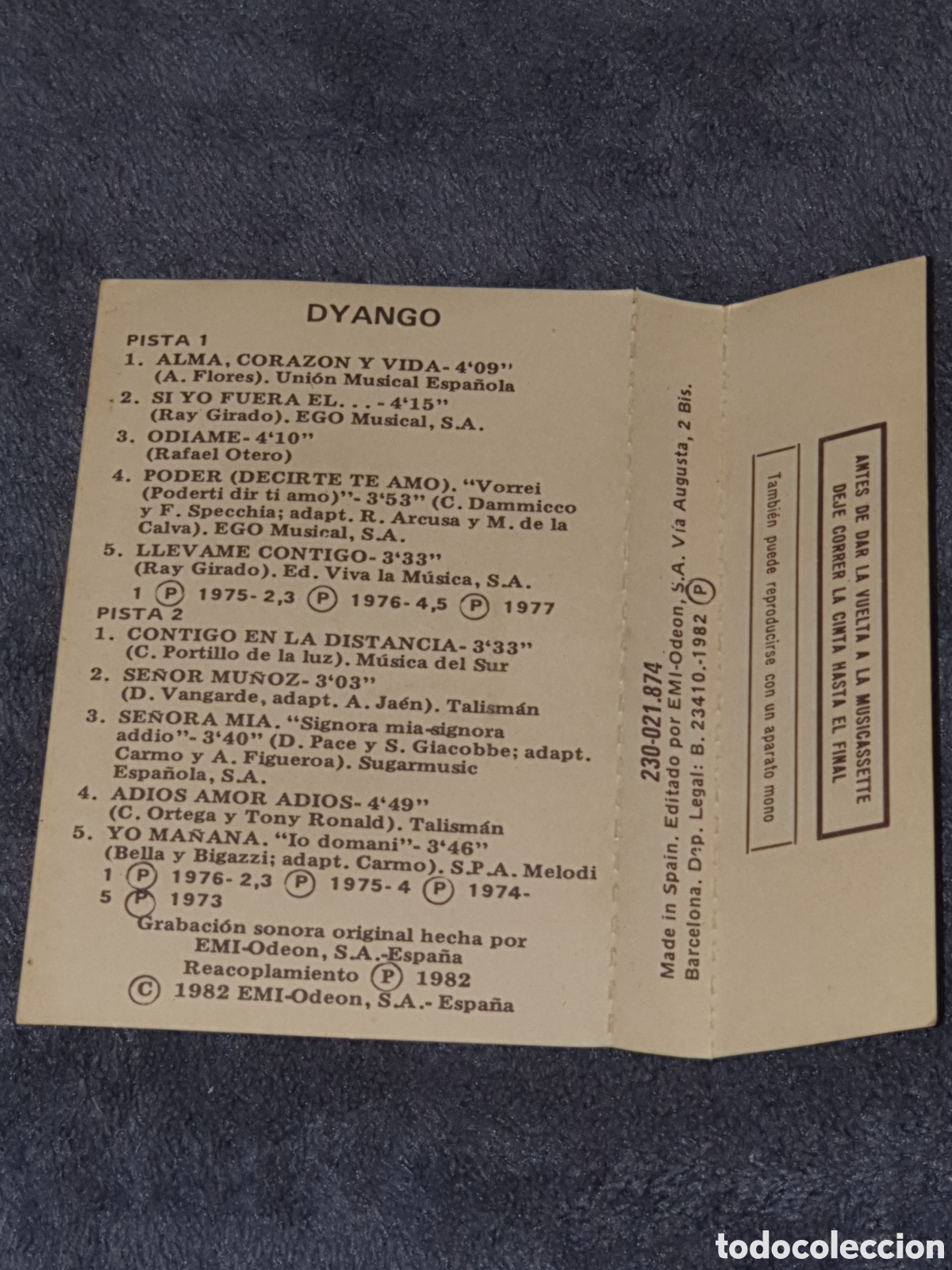 Casetes antiguos: CT10. Cinta, Dyango - Dyango, 1982, Caset, De 2&ordf; Mano. - Foto 2
