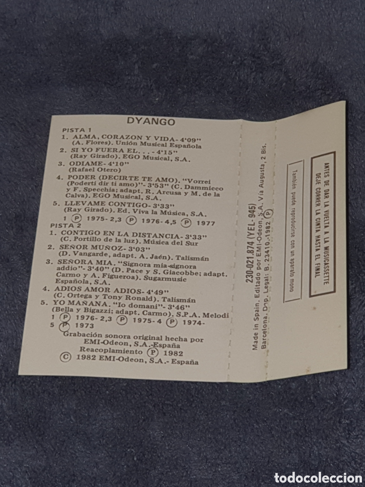Casetes antiguos: CT10. Cinta, Dyango - Dyango, 1982, Caset, De 2&ordf; Mano. - Foto 2