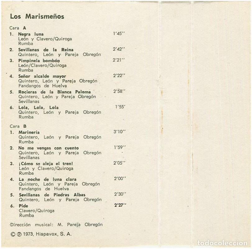 Casetes antiguos: Los Marisme&ntilde;os - Cassette Spain 1973 - Hispavox CH 237 - Foto 4