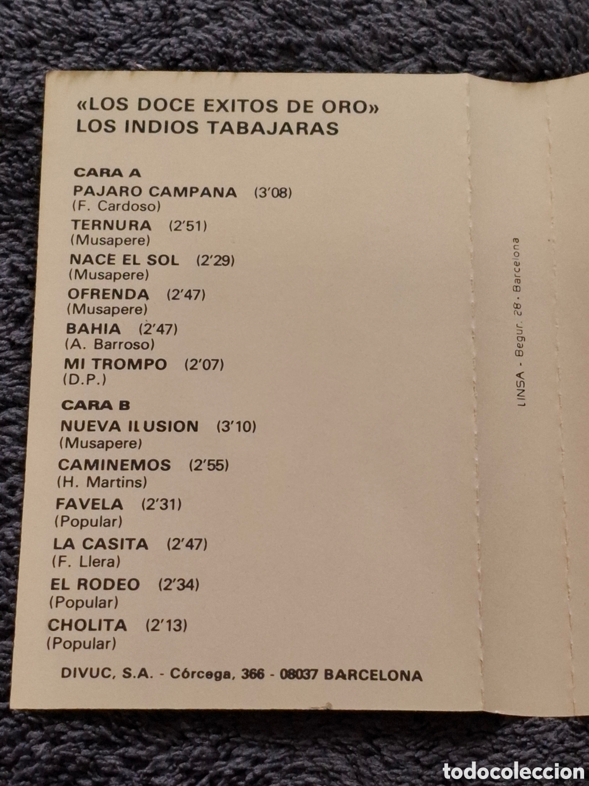 Casetes antiguos: CT13.12 &Eacute;xitos De Oro - Los Indios Tabajara, 1985, De 2&ordf; Mano. - Foto 2