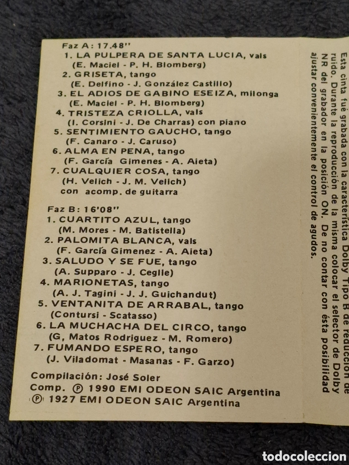 Casetes antiguos: CT13. Ignacio Corcini - Grandes &Eacute;xitos, 1990, De 2&ordf; Mano. - Foto 2