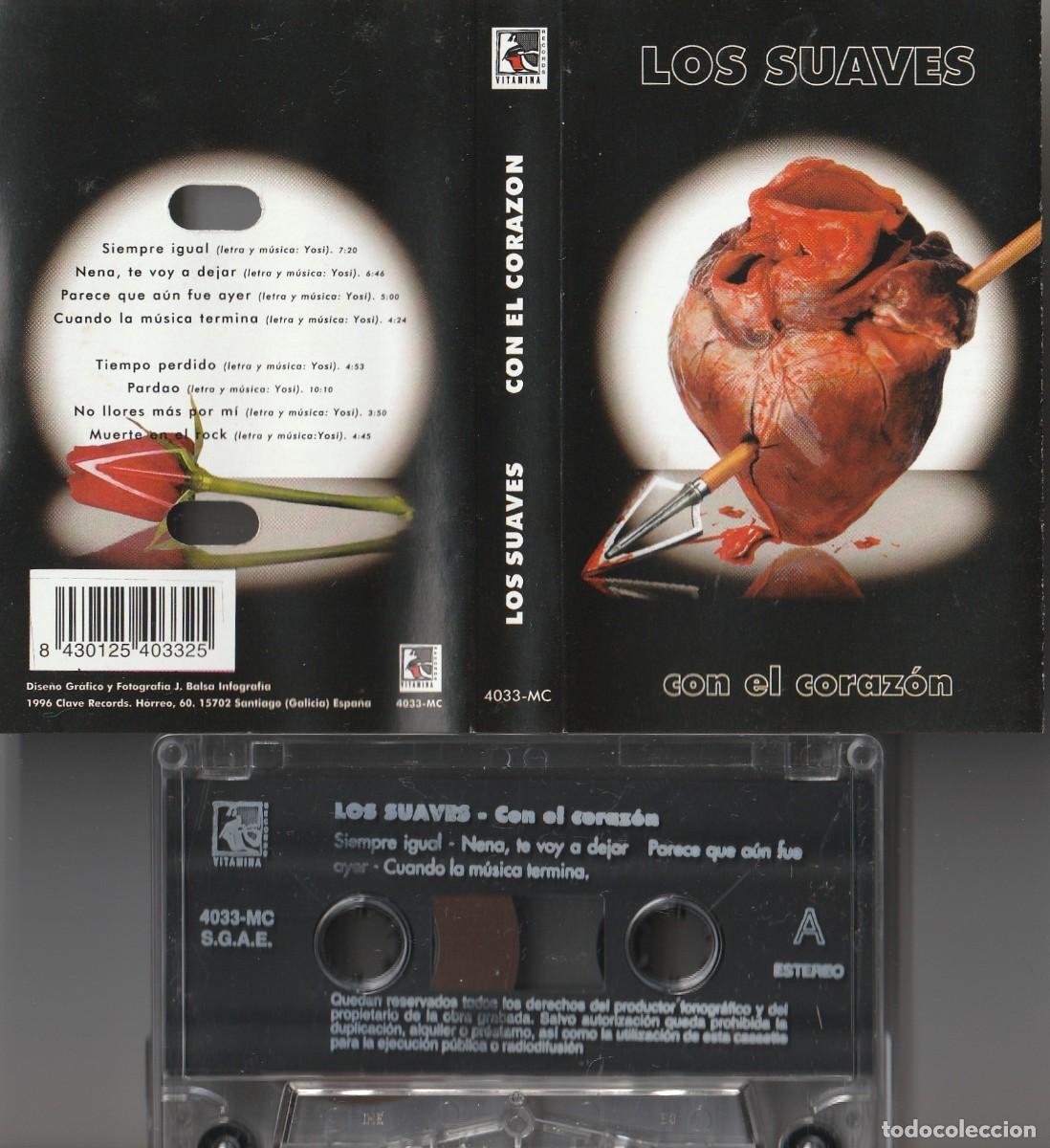 Casetes antiguos: LOS SUAVES - CON EL CORAZ&Oacute;N (CASSETTE CLAVE 1996) - Foto 1