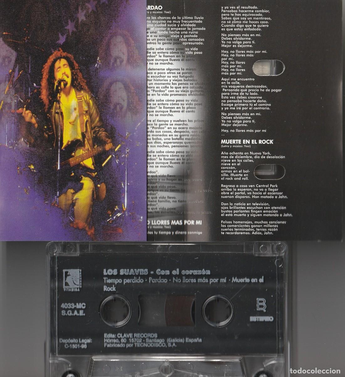 Casetes antiguos: LOS SUAVES - CON EL CORAZ&Oacute;N (CASSETTE CLAVE 1996) - Foto 2